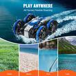 Masina amfibie cu telecomanda 2.4G, Tractiune 4WD, 2 x baterii, 500 mAh, incarcare USB, 12 km/h, Albastru/Negru