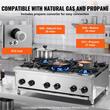 Aragaz profesional, 6 Arzatoare, Inox si Fonta, 42 kW BTU, dimensiune 915 x 775 x 335 mm