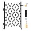 Poarta simpla pliabila de securitate, Retractabila, Otel, Negru, 2 x roti, Dimensiune 110 × 131 cm