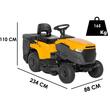 Tractoras pentru gazon, Transmisie mecanica, putere 11.5 CP, cos 200 l, Inaltime 25-80 mm, Latime taiere 84 cm