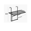 Masa suspendata, pliabila, pentru balcon, Otel Inoxidabil, max 25 kg, 610 x 530 x 590 mm, Negru