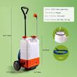 Aparat de stropit cu acumulator, 12 V / 7.2 Ah, capacitate 15 l, 6 duze, tip rucsac si carucior, 2 x Roti, Debit 3.6 l/min, 0-6.4 Bar, Furtun 4 m
