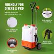 Aparat de stropit cu acumulator, 12 V / 7.2 Ah, capacitate 15 l, 6 duze, tip rucsac si carucior, 2 x Roti, Debit 3.6 l/min, 0-6.4 Bar, Furtun 4 m