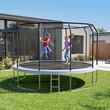 Trambulina pentru exterior, Diametru 366 cm, plasa de protectie, scara de acces, maxim 150 kg, 70 arcuri