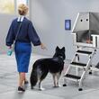 Cada pentru animale de companie All-in-One, Inox, Accesorii complete dus, baterie, Scara 3 trepte, max 100 kg, 870x1020x488 mm, deschidere usa pe stanga