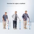 Baston pliabil aluminiu, 8 niveluri de inaltime 770 pana la 945 mm, anti-alunecare, Albastru, Fractionabil in 3 parti