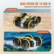 Masina amfibie cu telecomanda 2.4G, 2 x baterii, 500 mAh, incarcare USB, 12 km/h, Galben/Negru
