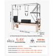Aparat pilates Performer 3 in 1, cadru lemn masiv, 2.4 m, max 180 kg, Sistem rezistenta 5 x arcuri, Role cu rulmenti dubli, sine inox