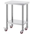 Masa de lucru Inox, pentru preparare alimente, 610 x 450 x 860 mm, 4 x roti, raft , Inaltime reglabila