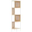 Raft multifunctional de colt cu 5 etaje, Metal/Bambus, 355 x 355 x 1565 mm, pentru plante, carti, decoratiuni