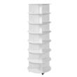 Raft de pantofi rotativ, 7 Niveluri, 598 x 598 x 1670 mm, Lemn/PVC, Alb, 4 roti