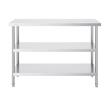 Masa de lucru Inox, pentru preparare alimente, 457 x 1219 x 864 mm, 2 x rafturi