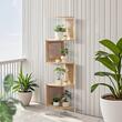 Raft multifunctional de colt cu 5 etaje, Metal/Bambus, 355 x 355 x 1565 mm, pentru plante, carti, decoratiuni
