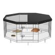 Tarc de joaca pliabil, pentru caini, pisici, iepuri  Vevor 1600 x 1600 x 610 mm, Metal, copertina, Modular