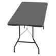 Masa camping, pliabila, portabila, Otel/HDPE, 1800x740x740 mm, Negru