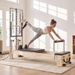 Aparat pilates, cadru lemn, 2.4 m, max 180 kg, Sistem rezistenta 5 x arcuri, Role cu rulmenti dubli, sine inox