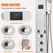 Panou dus cu hidromasaj, Inox Argintiu, 6 functii, Led, 1350 × 200 × 440 mm, 5 jeturi masaj corporal, Afisaj si lumina Led