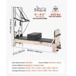 Aparat pilates, cadru lemn, 2.4 m, max 180 kg, Sistem rezistenta 5 x arcuri, Role cu rulmenti dubli, sine inox