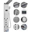 Panou dus cu hidromasaj, Inox Argintiu, 6 functii, Led, 1350 × 200 × 440 mm, 5 jeturi masaj corporal, Afisaj si lumina Led