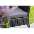 Set mobilier de gradina, canapea si 2 fotolii, max 150 kg, gri inchis, cu perne, blat din sticla