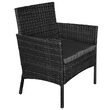 Set mobilier de gradina, canapea si 2 fotolii, max 150 kg, negru, cu perne 