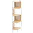 Raft multifunctional de colt cu 5 etaje, Metal/Bambus, 355 x 355 x 1565 mm, pentru plante, carti, decoratiuni