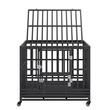 Cutie pentru caini Vevor Heavy Duty, 950 × 650 × 810 mm, Metal, Tava, 3 usi, 4 roti
