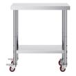 Masa de lucru Inox, pentru preparare alimente, 762 x 450 x 860 mm, 1 x rafturi, 4 x roti