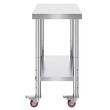 Masa de lucru Inox, pentru preparare alimente, 762 x 450 x 860 mm, 1 x rafturi, 4 x roti