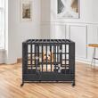 Cutie pentru caini Vevor Heavy Duty, 950 × 650 × 810 mm, Metal, Tava, 3 usi, 4 roti