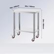 Masa de lucru Inox, pentru preparare alimente, 762 x 450 x 860 mm, 1 x rafturi, 4 x roti