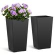 Set 2 x Ghivece inalte pentru exterior/interior, Negru, Inaltime 55 cm, Material premium PP, drenaj incorporat