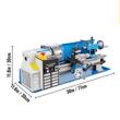 Mini Strung profesional pentru prelucrare metal, 550 W, viteza variabila 150-2500 rpm, mandrina cu 3 falci, display digital