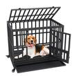 Cutie pentru caini Vevor Heavy Duty, 950 × 650 × 810 mm, Metal, Tava, 3 usi, 4 roti