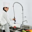Baterie profesionala, Montaj Blat/Chiuveta, Inox, distanta fixare ajustabila 7,75"-8,25", Dus extractibil, Inaltime 112 cm