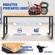Banc de lucru cu inaltime reglabila 79 – 104 cm, Greutate max 720 kg, 4 x roti, 2 x Prize AC, 2 x USB, Blat stejar