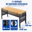 Banc de lucru cu inaltime reglabila 79 – 104 cm, Greutate max 720 kg, 4 x roti, 2 x Prize AC, 2 x USB, Blat stejar