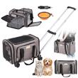 Geanta pentru transport animale mici Vevor 445x285x290 mm, max 11 kg, 4 roti si maner aluminiu