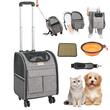 Rucsac pentru transport animale mici Vevor 425x355x280mm, max 8.1 kg, 4 roti detasabile si maner aluminiu