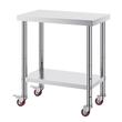 Masa de lucru Inox, pentru preparare alimente, 762 x 450 x 860 mm, 1 x rafturi, 4 x roti