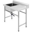 Chiuveta comerciala Inox, 1 x cuva, Protectie anti-stropire, capacitate cuva 40.64 x 39.37 x 25.4 cm, grosime 1 mm