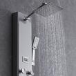 Panou dus cu hidromasaj, Inox Argintiu, 5 in 1, Afisaj si lumina Led, 1340 × 200 × 430 mm, 8 x jeturi masaj corporal