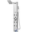 Panou dus cu hidromasaj, Inox Argintiu, 5 in 1, Afisaj si lumina Led, 1340 × 200 × 430 mm, 8 x jeturi masaj corporal