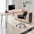 Scaun hidraulic multifunctional cu spatar pentru salon/cabinet/birou, max 204 kg, 5 roti, inaltime reglabila 550-710 mm