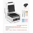 Grill Panini, Profesional, suprafata de gatit Striata/Striata 22x23 cm, controlul temperaturii 50°C la 300°C, Placi emailate din fonta, 1800 W