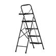Scara pliabila cu 4 x Trepte Anti-derapante, Capacitate 272 kg, Otel, Tava scule, Negru
