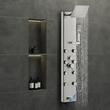 Panou dus cu hidromasaj, Inox Argintiu, 5 in 1, Afisaj si lumina Led, 1340 × 200 × 430 mm, 8 x jeturi masaj corporal