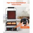 Grill Panini, Profesional, suprafata de gatit Striata/Striata 22x23 cm, controlul temperaturii 50°C la 300°C, Placi emailate din fonta, 1800 W