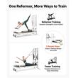Aparat pilates Performer cu turn, cadru aluminiu, 2.4 m, max 181 kg, Sistem rezistenta 5 x arcuri, Role cu rulmenti dubli, sine inox