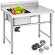 Chiuveta comerciala Inox, 1 x cuva, Protectie anti-stropire, capacitate cuva 40.64 x 39.37 x 25.4 cm, grosime 1 mm